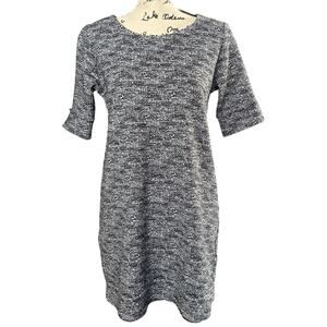 Adrienne Vittadini Mini Dress Women Size S Black White Gray Tweed Shift Classic